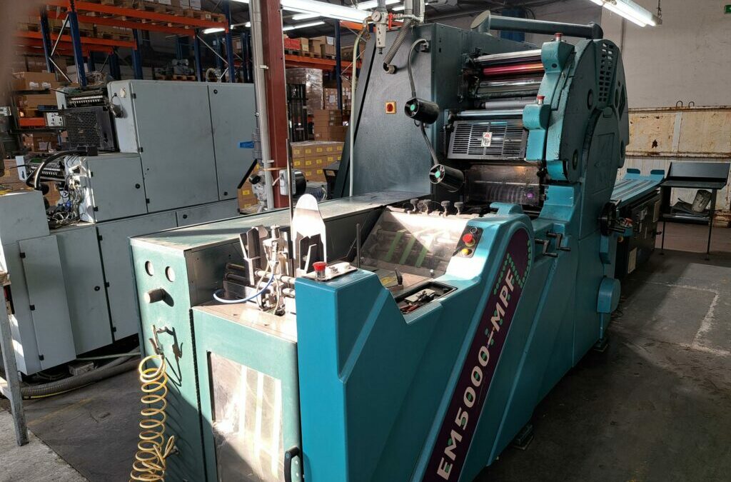 2009 HALM EM5000 four color perfector 5 color machine with MPF feeder